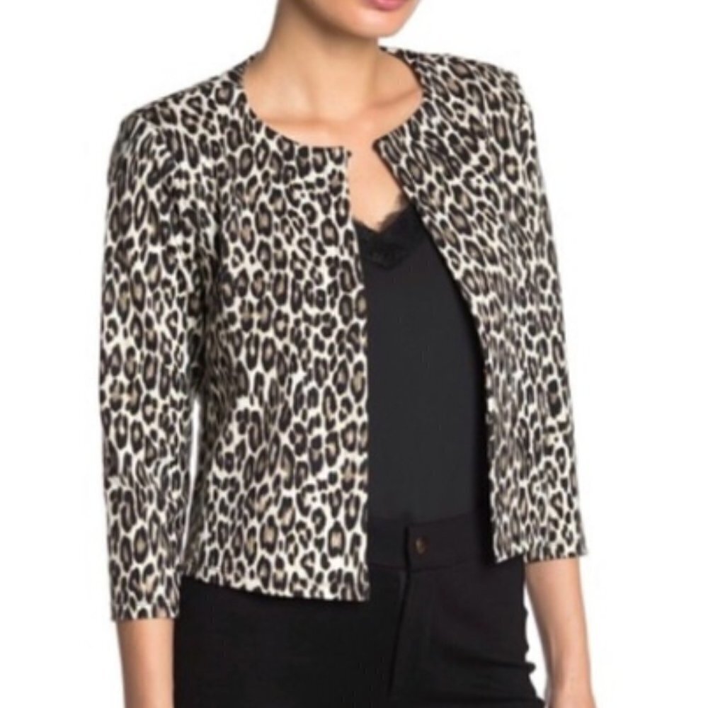 Philosophy Cropped 3/4 Jacket Leopard XS NWT